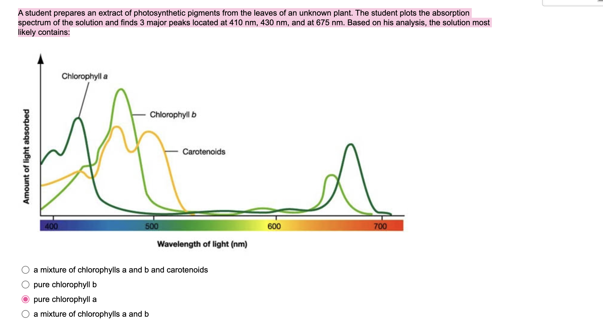 Solved A student prepares an extract of photosynthetic | Chegg.com