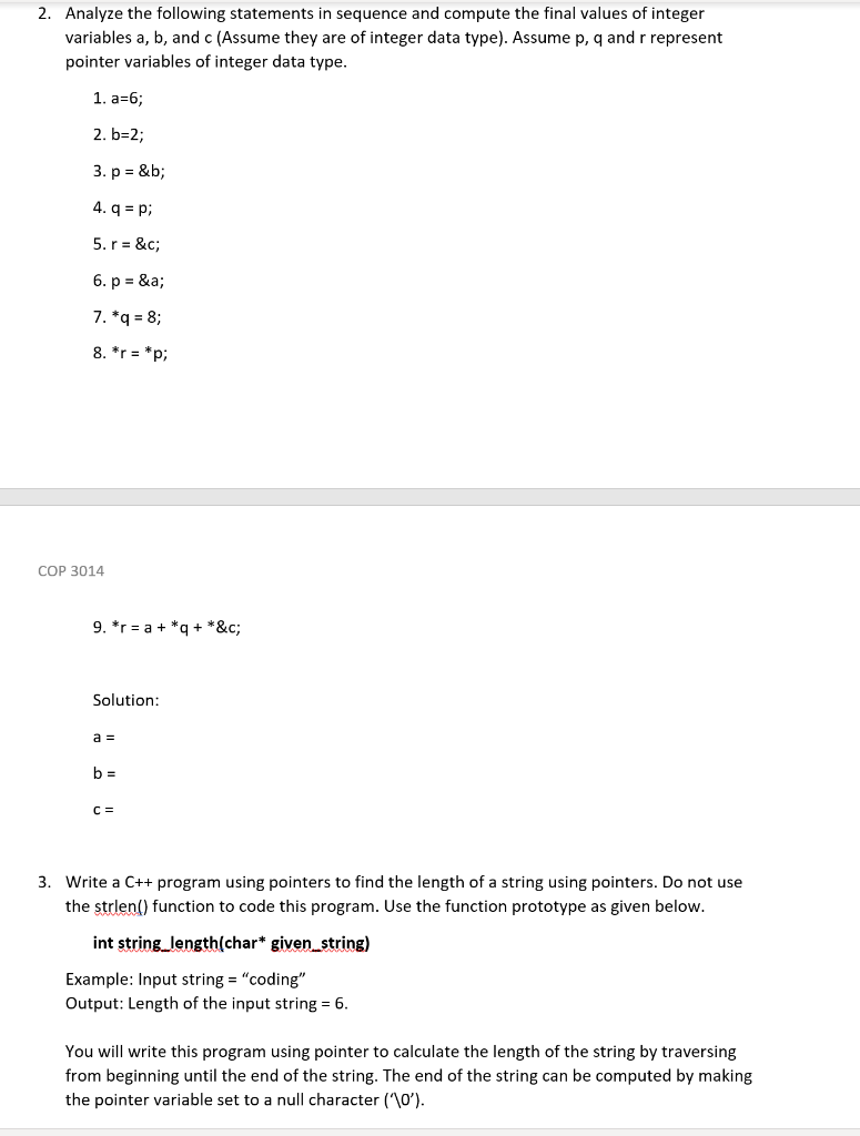 Solved 2. Analyze the following statements in sequence and | Chegg.com