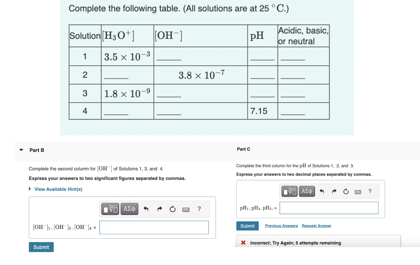 Solved Complete The Following Table. (All Solutions Are At | Chegg.com