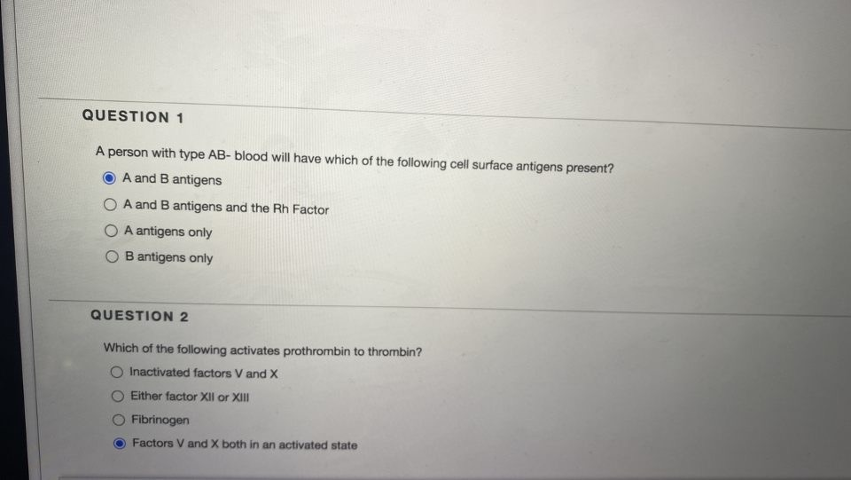 Solved QUESTION 1 A person with type AB-blood will have | Chegg.com