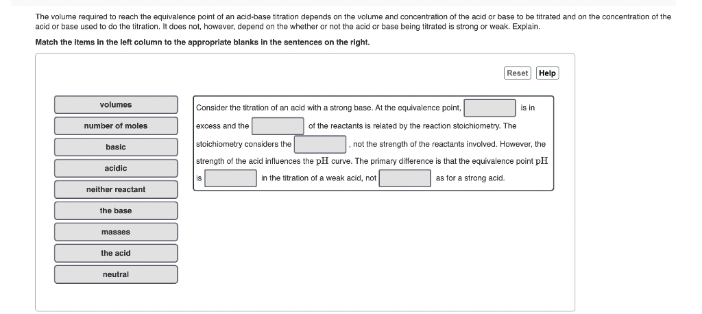 Solved The volume required to reach the equivalence point of | Chegg.com