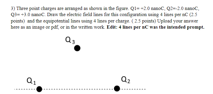 Solved Three point charges are arranged as shown in the | Chegg.com
