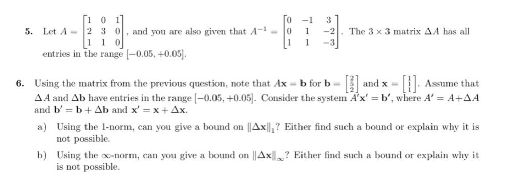 Solved 3 -2 1 0 1 5. Let A = 2 3 0 and you are also given | Chegg.com