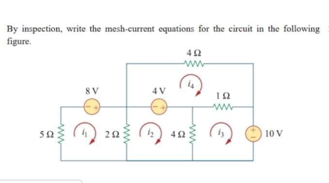 Solved By inspection, write the mesh-current equations for | Chegg.com