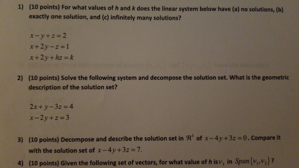 Solved 1 10 Points For What Values Of H And K Does The Chegg Com