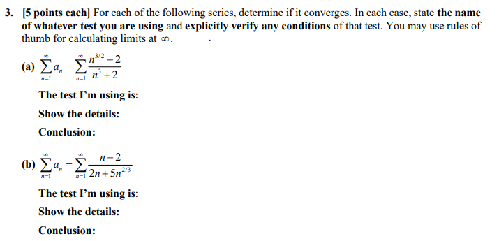 Solved 3. [5 points each] For each of the following series, | Chegg.com