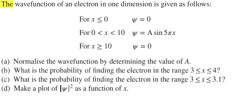 Solved The wavefunction of an electron in one dimension is | Chegg.com