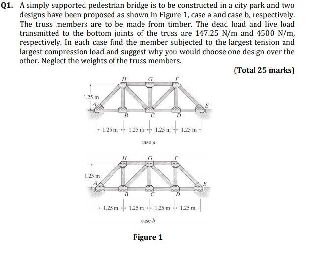 Solved Q1. A simply supported pedestrian bridge is to be | Chegg.com