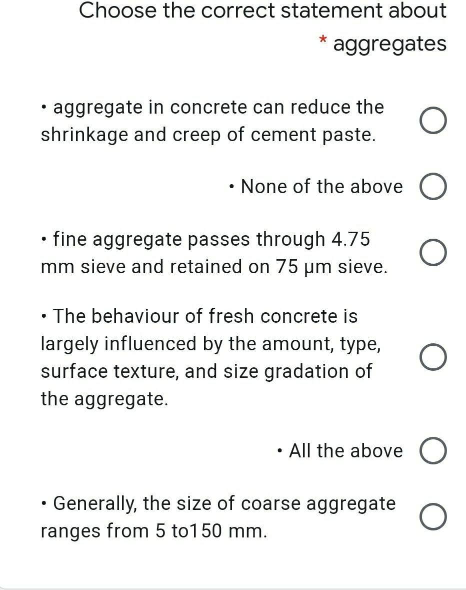 Solved Choose the correct statement about aggregates | Chegg.com