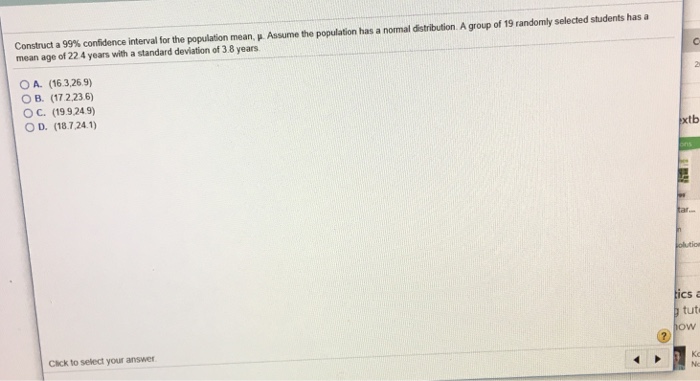Solved Construct a 99% confidence interval forthe population | Chegg.com
