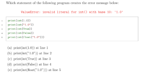 Solved In Python programming language, which of the | Chegg.com