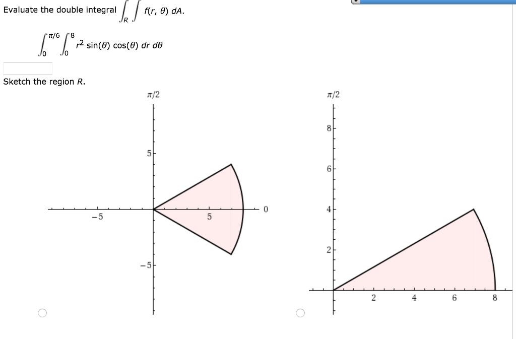 Solved Evaluate the double integral f(r, θ) dA. r2 sin(θ) | Chegg.com