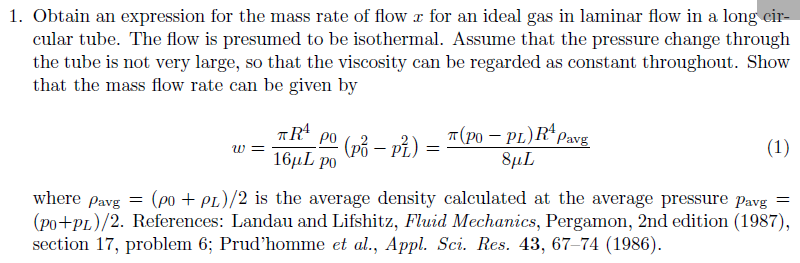 Solved 1. Obtain an expression for the mass rate of flow z | Chegg.com