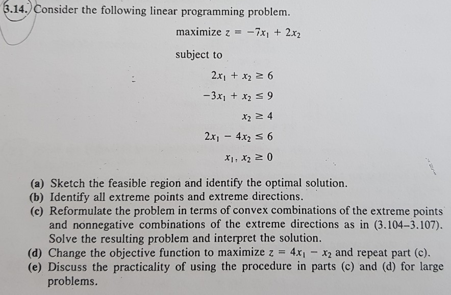 Solved 14.) Consider the following linear programming | Chegg.com