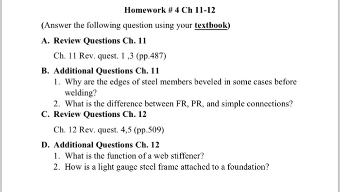 Homework answers textbook