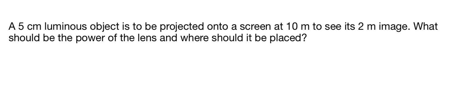 Solved A 5 cm luminous object is to be projected onto a | Chegg.com