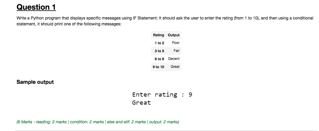 Solved Question 1 Write a Python program that displays | Chegg.com