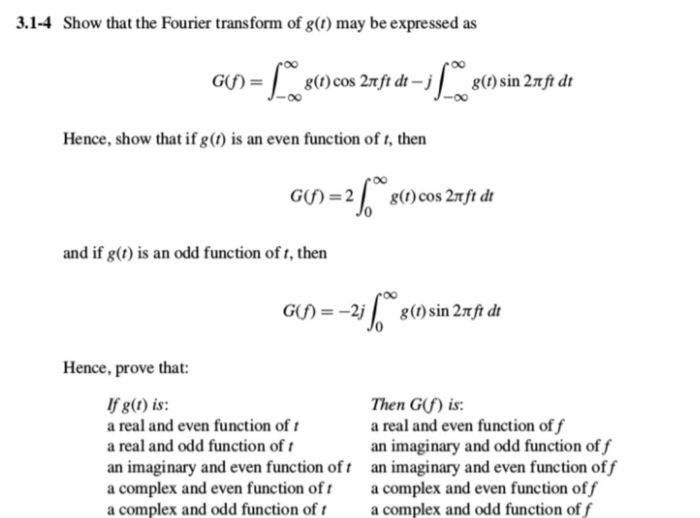 Solved 3.1-4 Show that the Fourier transform of g(t) may be | Chegg.com