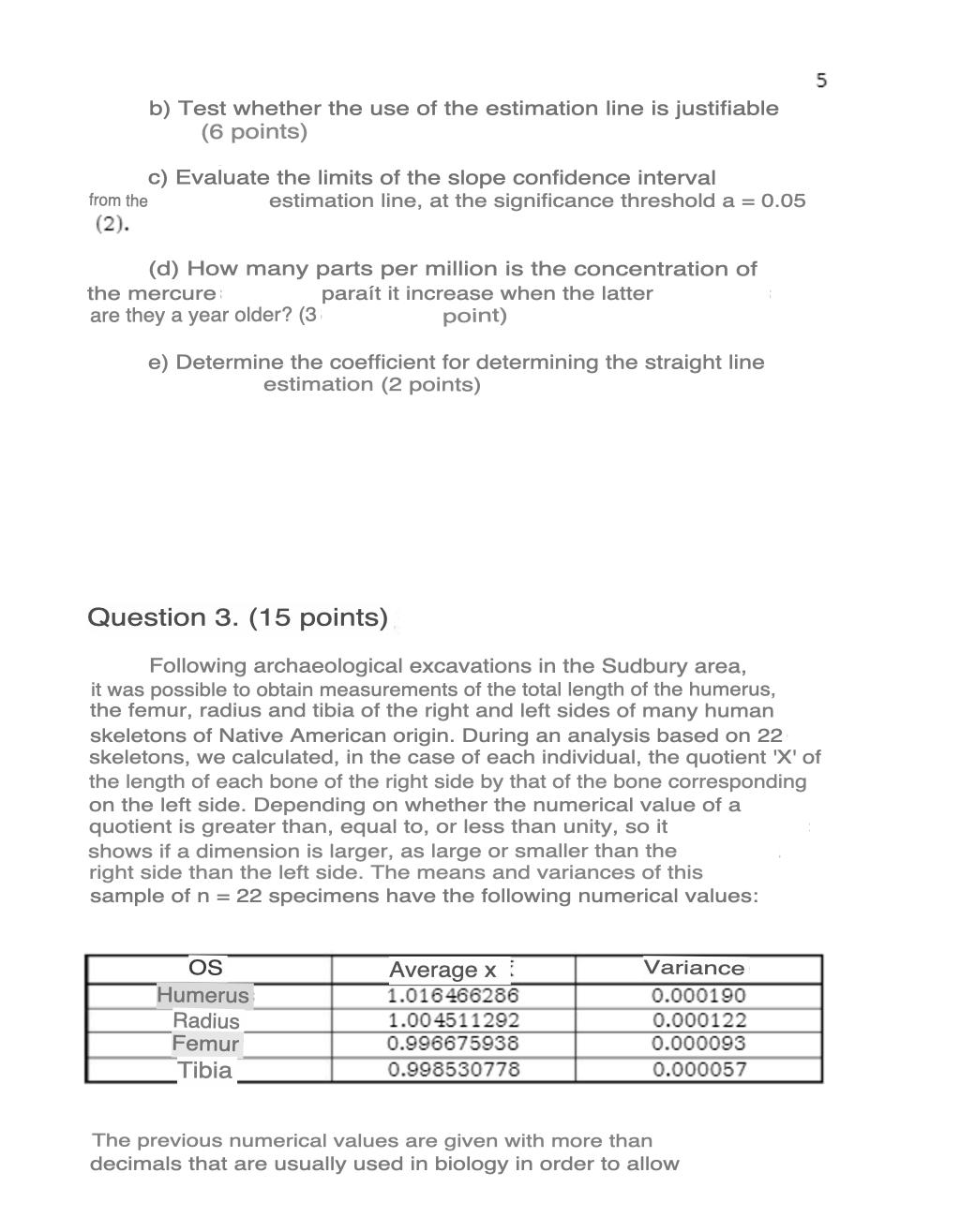 Solved 5 B) Test Whether The Use Of The Estimation Line Is | Chegg.com