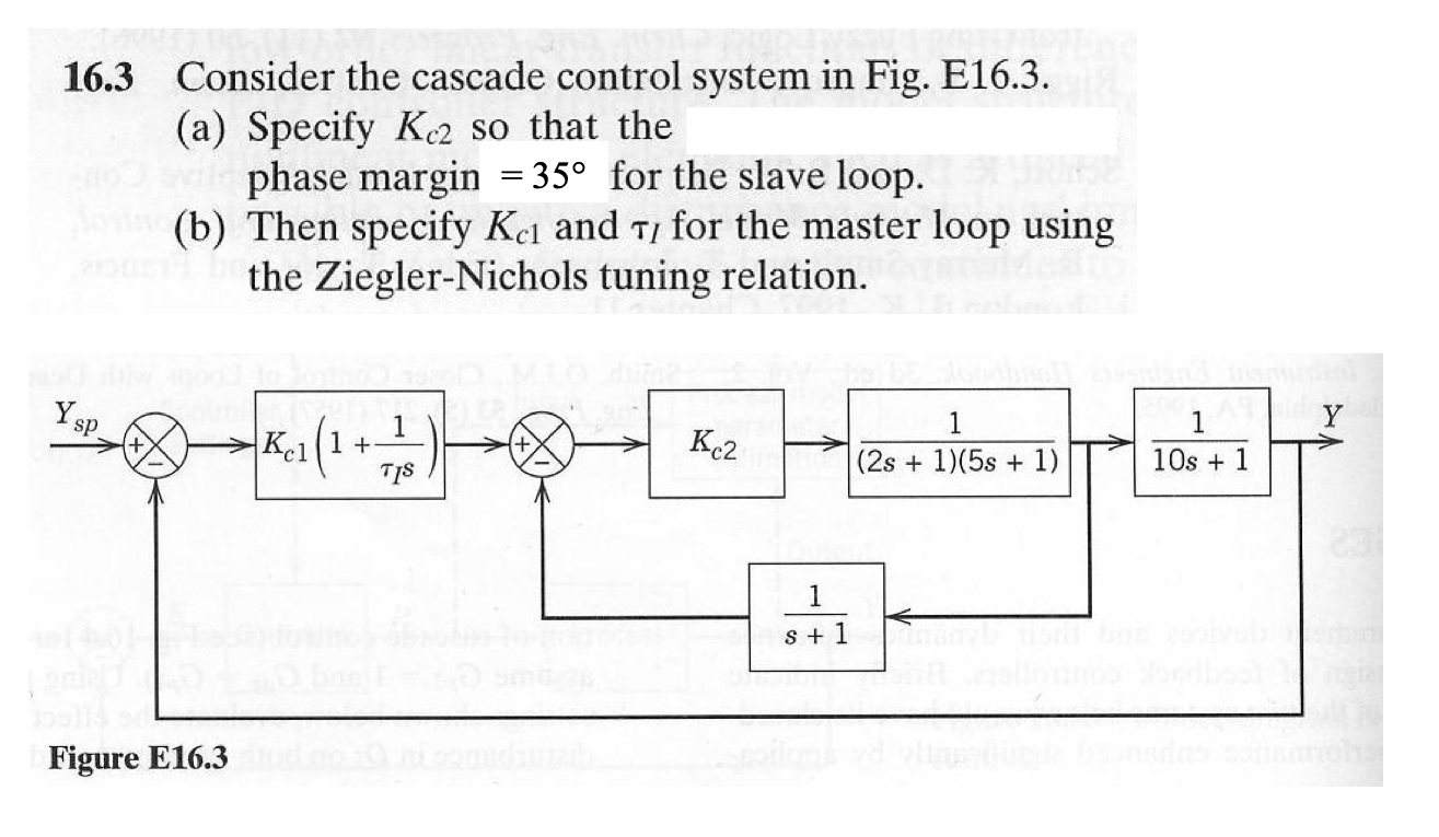 16.3 Consider the cascade control system in Fig. | Chegg.com
