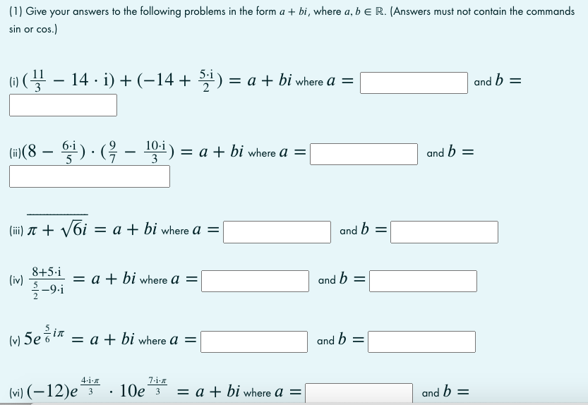 Solved A (1) Give Your Answers To The Following Problems In | Chegg.com