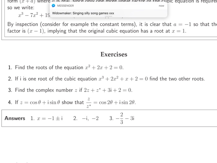 how to find the roots of a cubic equation given one root