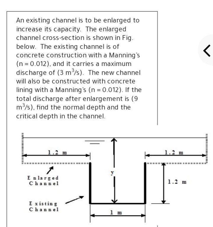 Solved r An existing channel is to be enlarged to increase | Chegg.com