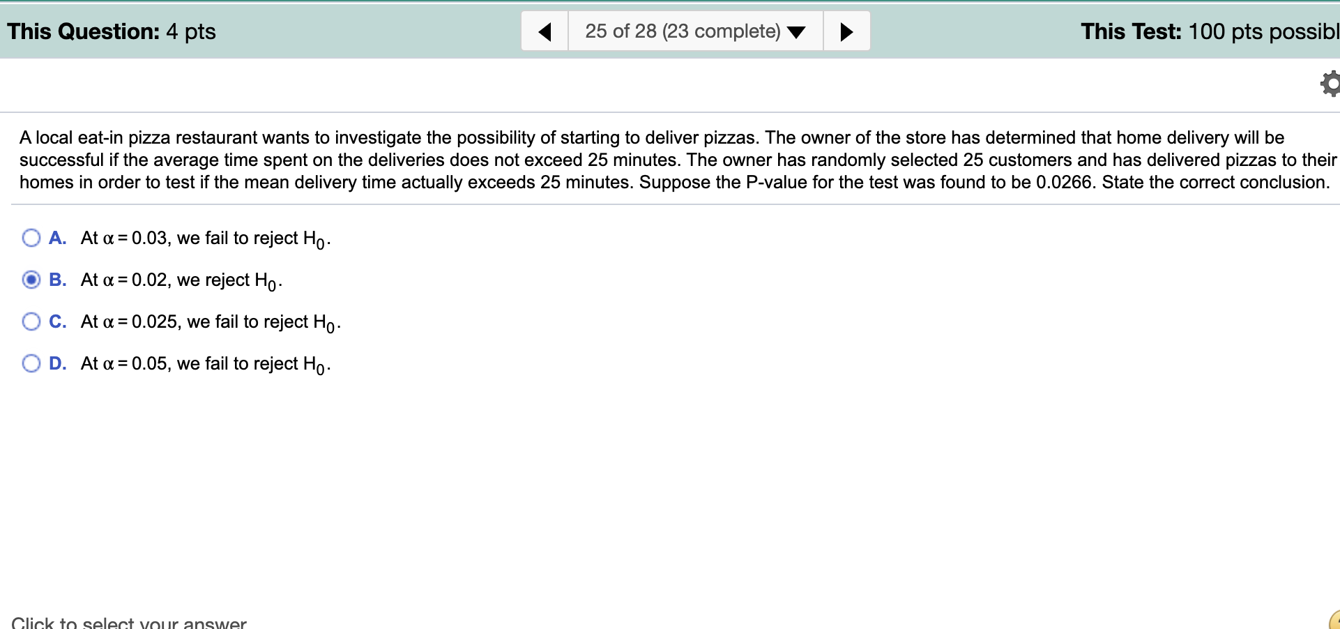 Solved This Question: 4 pts 25 of 28 (23 complete) This | Chegg.com