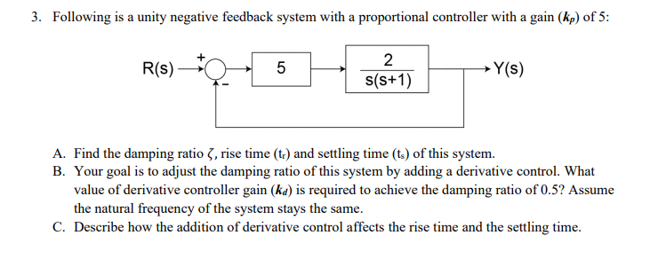 Solved 3. Following is a unity negative feedback system with | Chegg.com