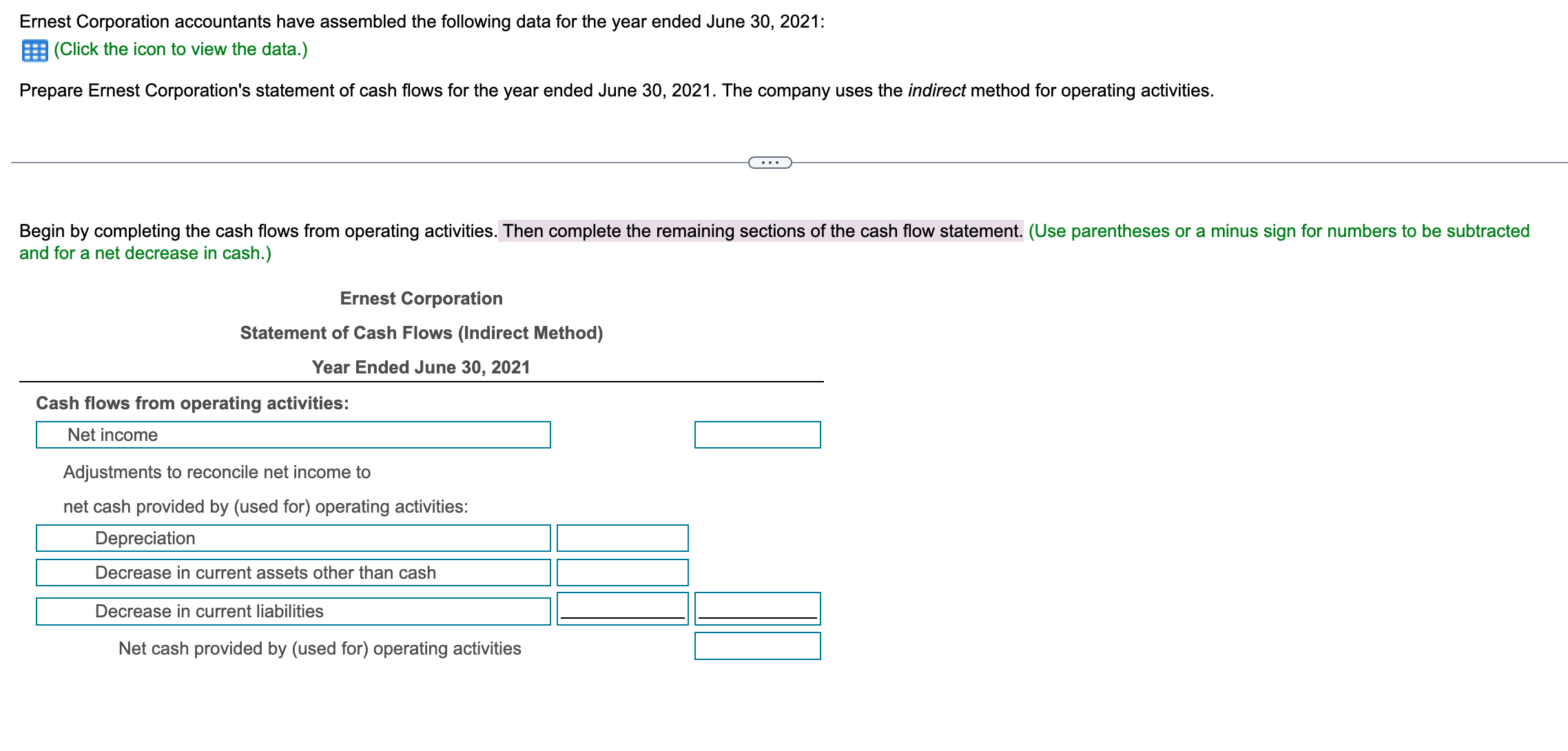 Solved Ernest Corporation accountants have assembled the