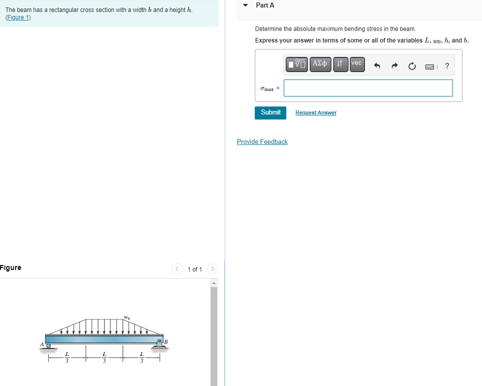 Solved The beam has a rectangular cross section with a width | Chegg.com