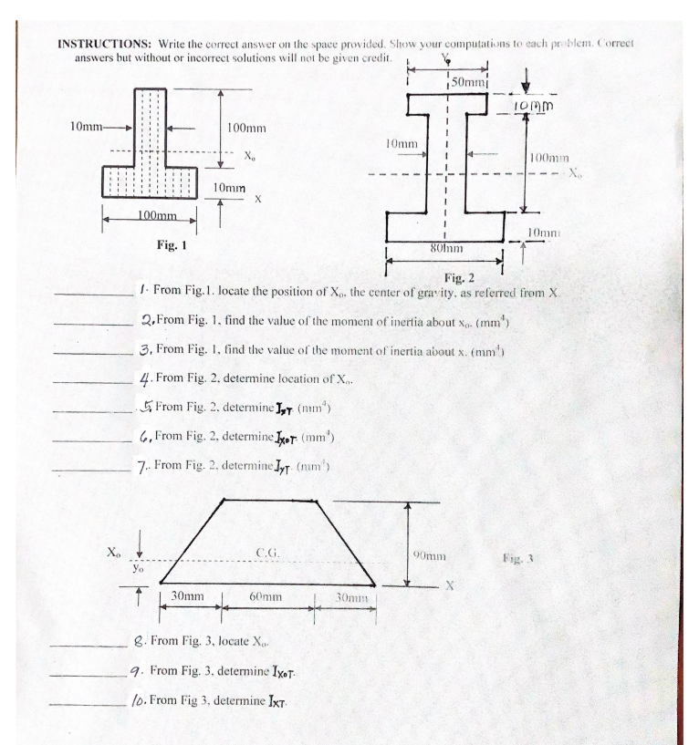Solved 1 INSTRUCTIONS: Write the correct answer on the space | Chegg.com