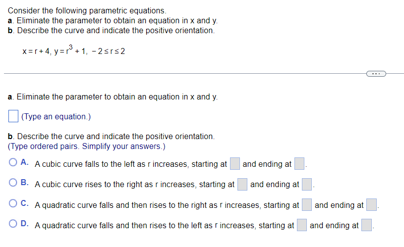 Solved Consider the following parametric equations. a. | Chegg.com
