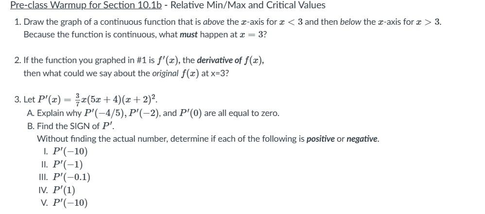 Solved Pre-class Warmup for Section 10.1 b - Relative | Chegg.com