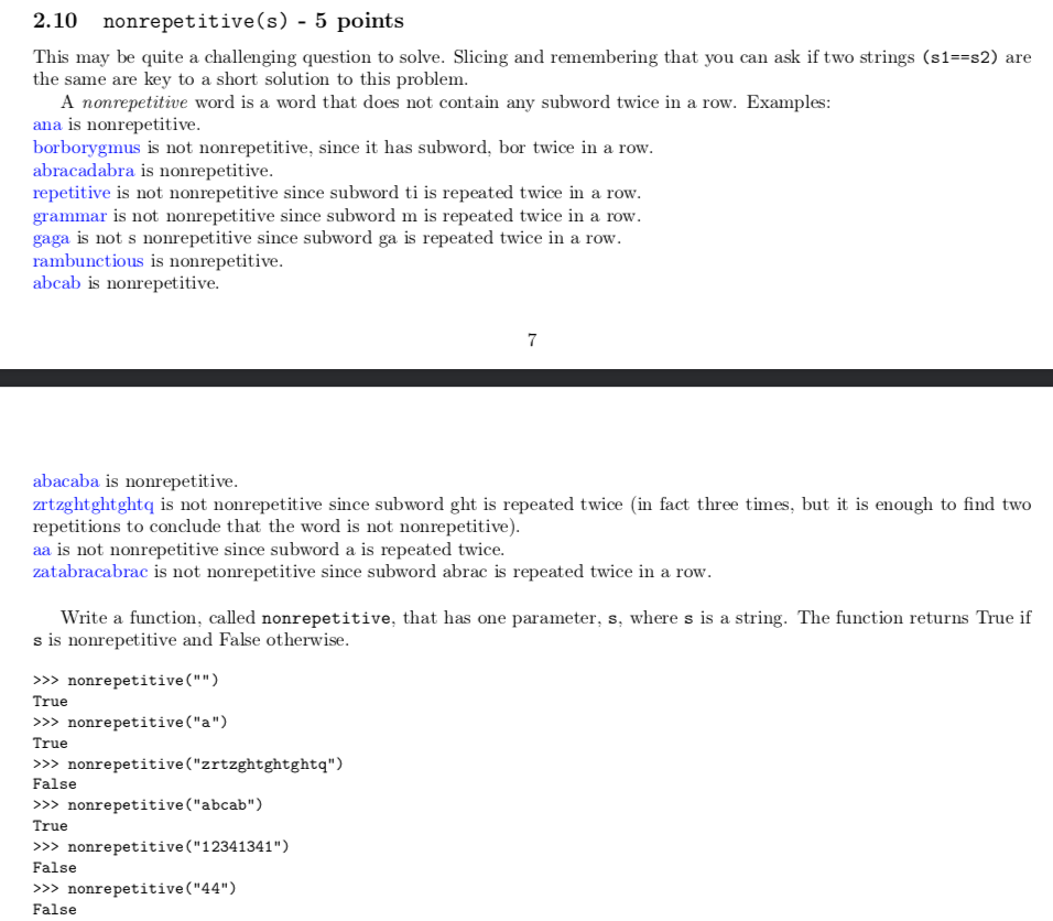 Solved 2.10 nonrepetitive s 5 points This may be quite a