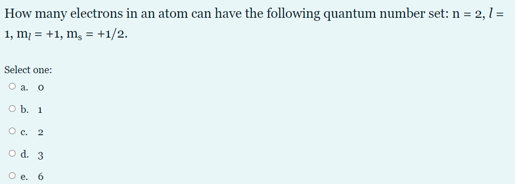 number of electrons in n=2 l=1