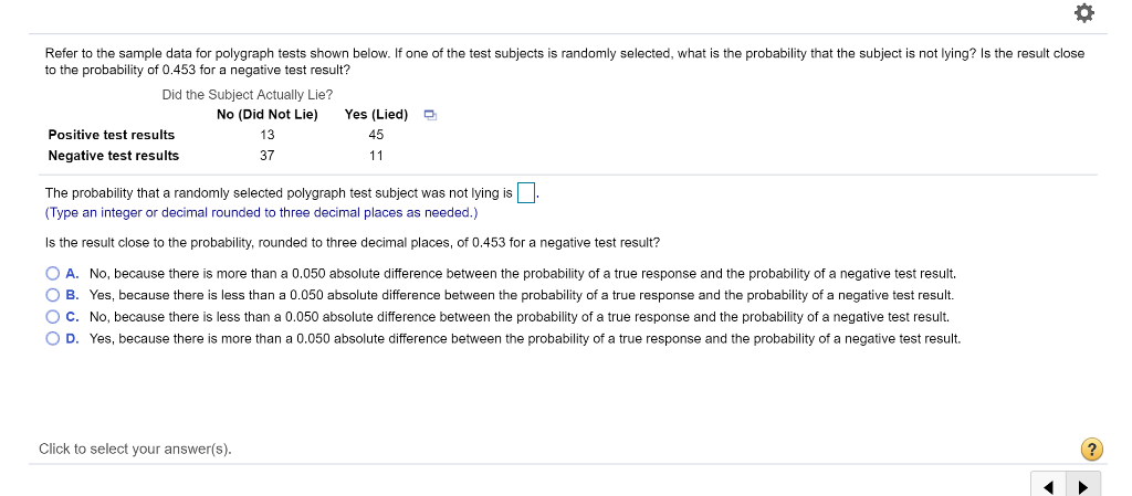 Solved Refer to the sample data for polygraph tests shown | Chegg.com