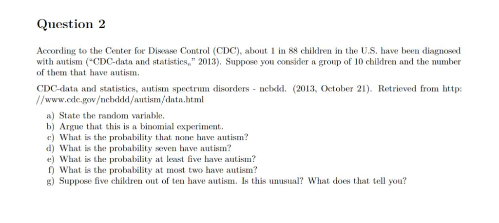 Solved Question 2 According To The Center For Disease | Chegg.com