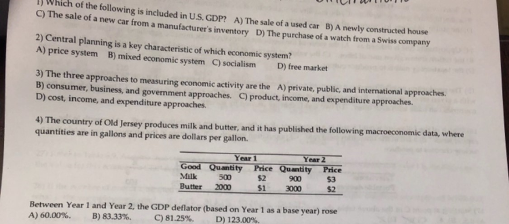 Solved 1) Which Of The Following Is Included In US. GDP? A) | Chegg.com