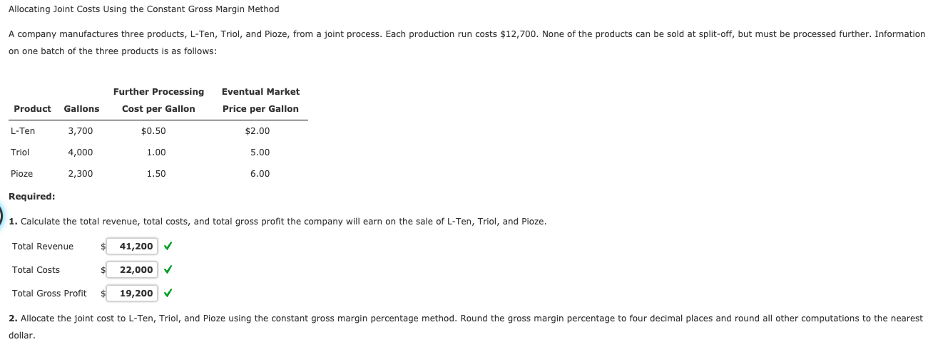 Solved Allocating Joint Costs Using the Constant Gross | Chegg.com