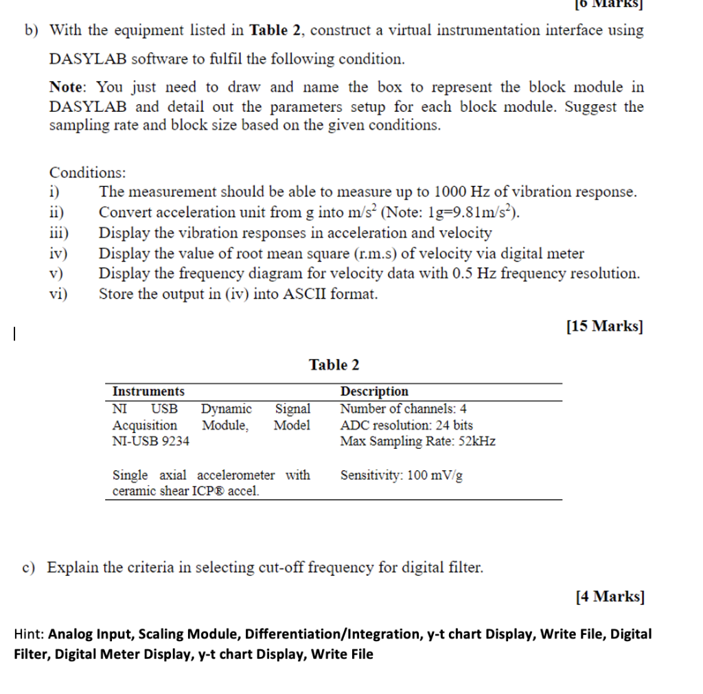 b) With the equipment listed in Table 2, construct a | Chegg.com