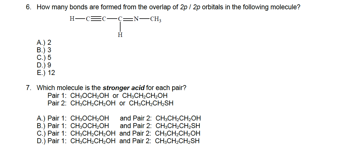 Solved 6. How many bonds are formed from the overlap of 2p/ | Chegg.com