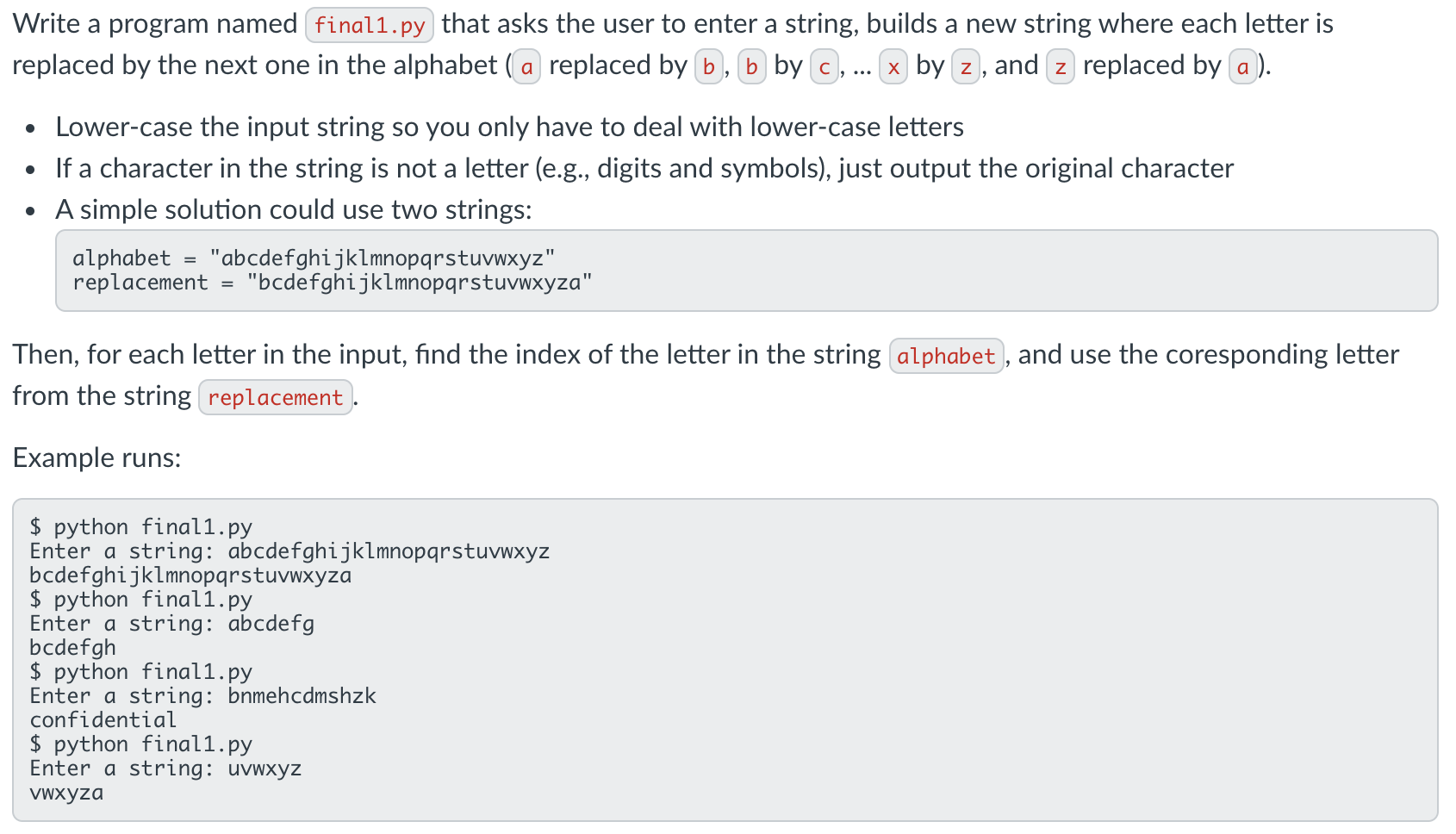 Solved Write a program named final1.py that asks the user to | Chegg.com