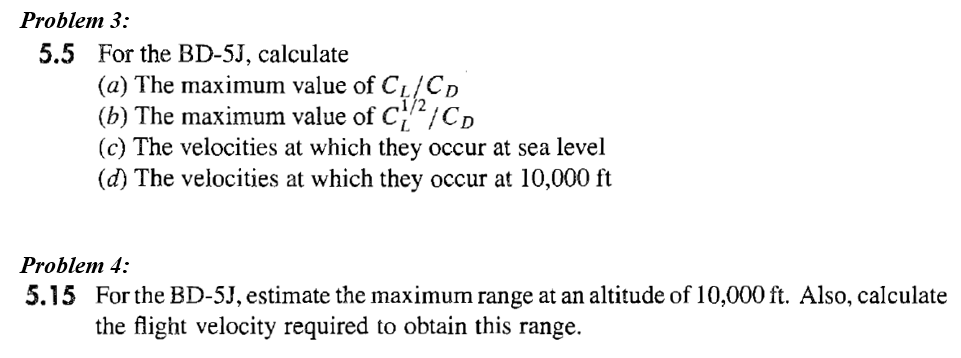 Solved 5.5 For the BD-5J, calculate (a) The maximum value of | Chegg.com