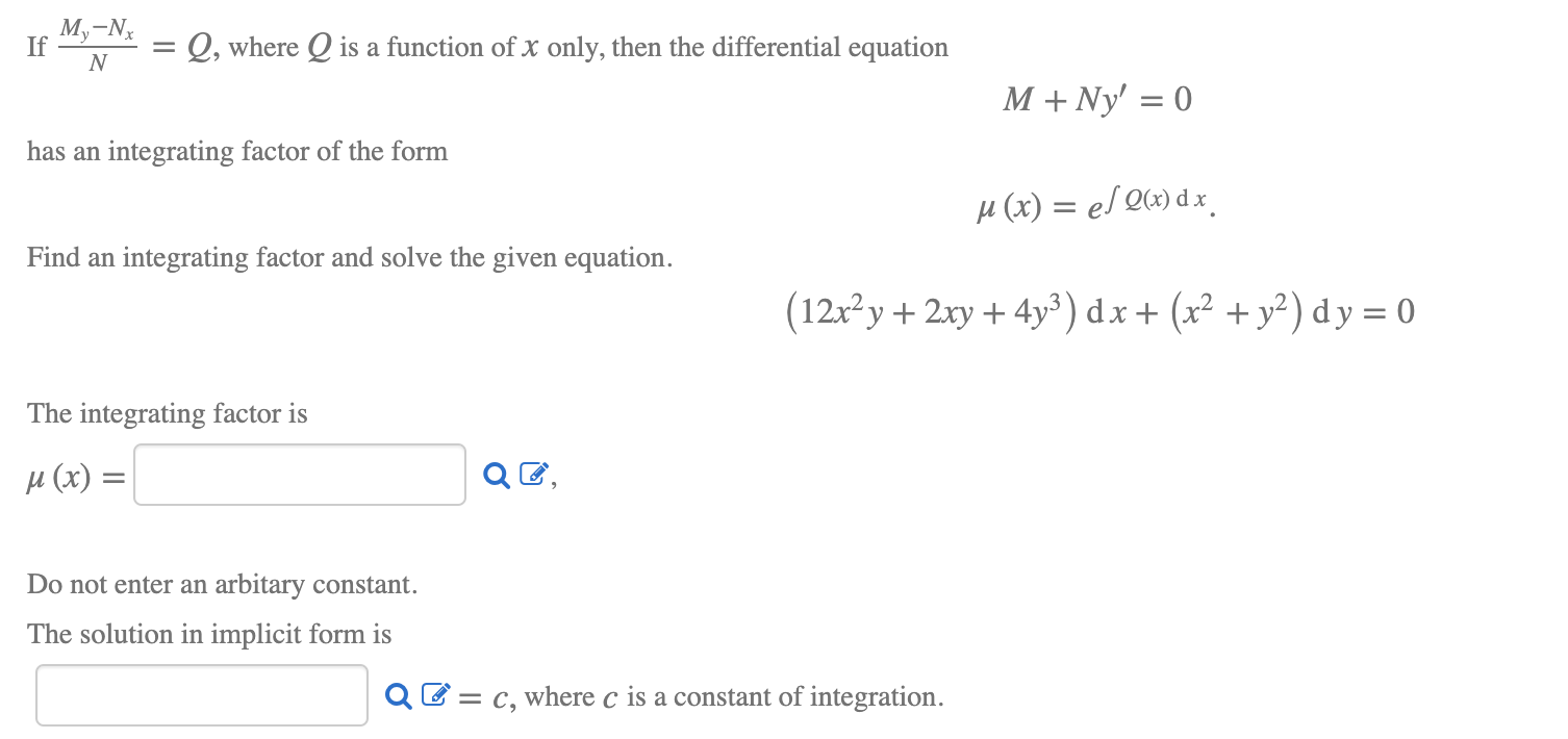 Solved My Nx Q Where Q Is A Function Of X Only Then The Chegg Com