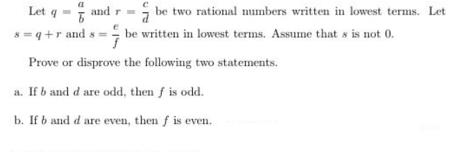 Solved Let q=ba and r=dc be two rational numbers written in | Chegg.com