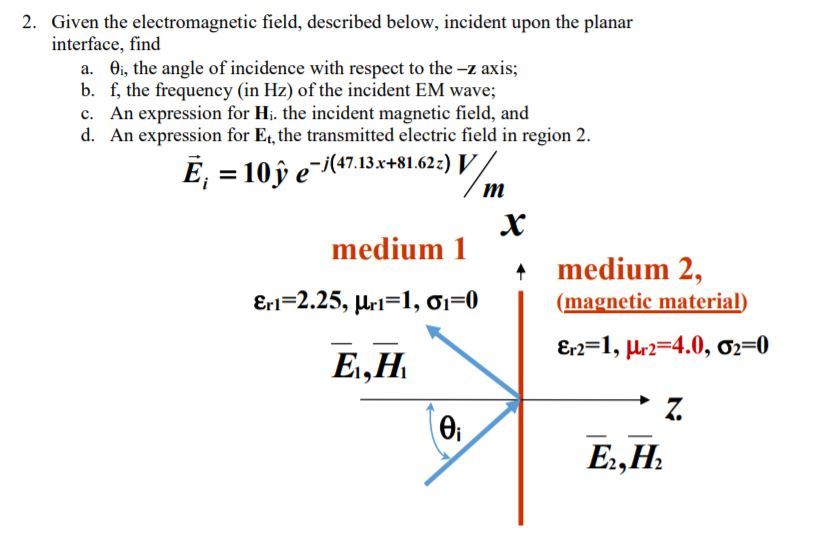 Solved 2 Given The Electromagnetic Field Described Belo Chegg Com