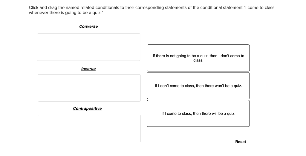 Solved Click and drag the named related conditionals to | Chegg.com