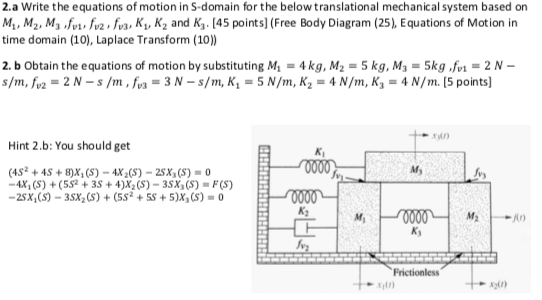 Solved 2 A Write The Equations Of Motion In S Domain For Chegg Com