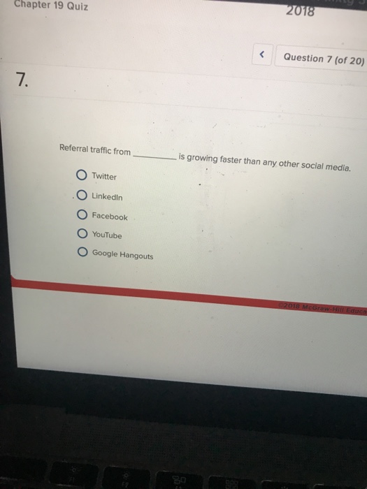 Solved hapter 19 Quiz Question 6 (of 20) 6. Social media | Chegg.com
